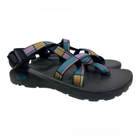 Chaco Z Cloud 2 Toe Loop Sandal Women Sz 8 Cobble Tea Rose Color block Pattern - Picture 1 of 7